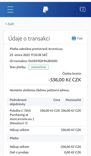 Udaje o transakci PayPal.1