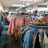 Racks of clothes for sale in a Michigan thrift store and donation center