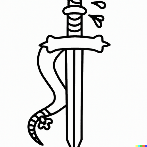 DALLúE 2022 12 30 15.12.27 a sword with snake tattoo in Stick and poke style.png