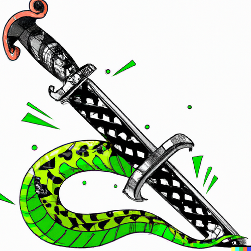 DALLúE 2022 12 30 15.21.26 sword with snake in a Trash Polka style.png