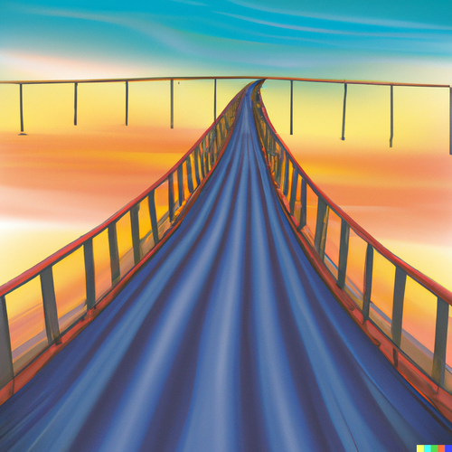 DALL·E 2023 03 25 14.54.50 A bridge that leads to the sky painted with paints.png