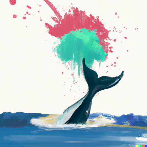 DALL·E 2023 03 25 14.57.34 A whale jumping out of the water painted with paints.png