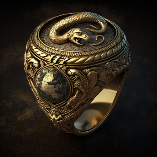 DormiSery signet ring depicting a golden snake around a terraqu 301b308b 538f 47ab 96b8 a264b08d02e5.png