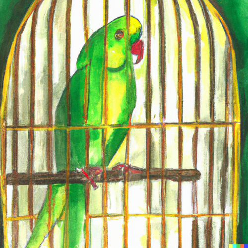 DALL·E 2023 03 25 15.01.40 A bright parrot in a cage painted with paints