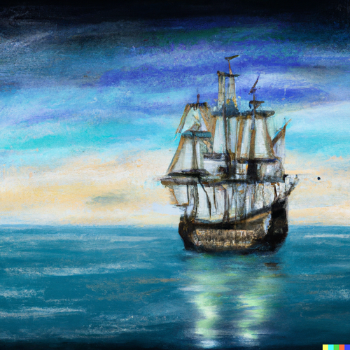 DALL·E 2023 03 25 15.08.53 Ship on the high seas painted as a picture