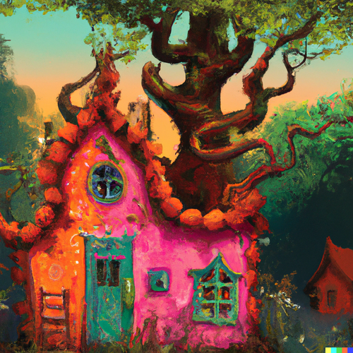 DALL·E 2023 03 25 15.16.27 The abodes of the elves in the forest painted as a picture.png
