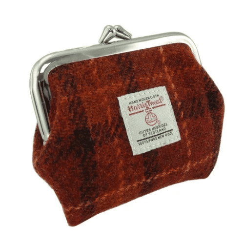 harris tweed eigg small clasp purse in brown with orange overcheck lb2035 col117 8419 p.png