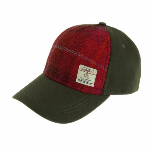 baseball cap with harris tweed in deep pink tartan bc1000 col52 5381 p.jpg