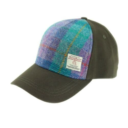 baseball cap with harris tweed in green purple check bc1000 col79 5384 p.jpg