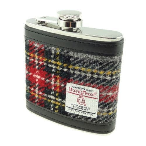authentic harris tweed 6oz hip flask grey red tartan 5374 1 p.jpg