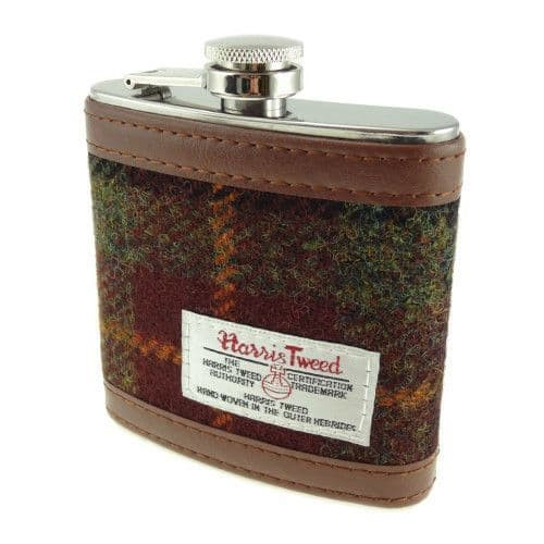 authentic harris tweed 6oz hip flask rust check 5368 1 p.jpg