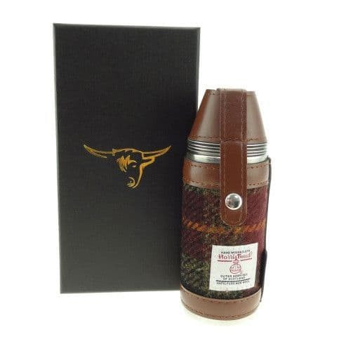 authentic harris tweed 8oz hunting flask rust check 8295 p.jpg