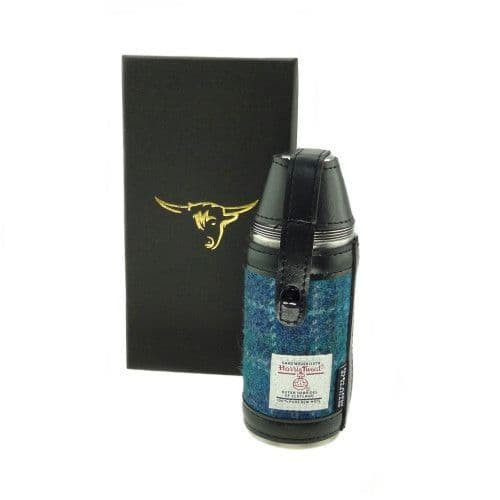 authentic harris tweed 8oz hunting flask sea blue check 8296 p.jpg