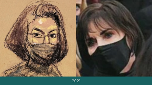 Ghislaine court sketch and Enya at late brother's memorial, sorry sad