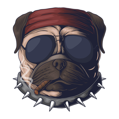 —Pngtree—pug dog head smoke vector 5819447.png
