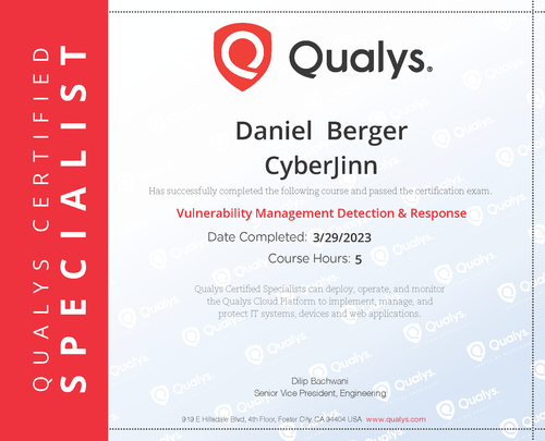 Course Completion Vulnerability Management Detection and Response