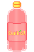 A clear plastic bottle with a yellow cap and a pink beverage inside. The shiny pink label reads Sunkist