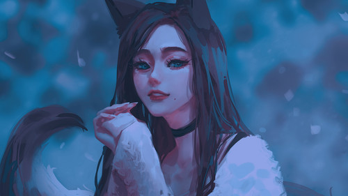 兽耳 狐狸少女 尾巴 唯美厚涂画风4k动漫壁纸 彼岸图网.jpg