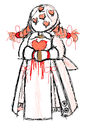 an ms paint sketch of Medley who has her hands folded in front of her.