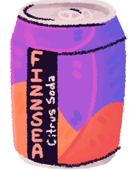 purple soda can with pink and orange waves. there is a dark purple band with text reading FIZZSEA citrus soda