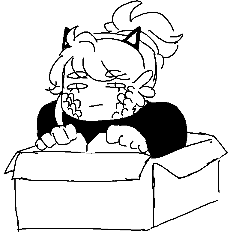 An ms paint doodle of Tsoghik wearing cat ears and sitting in a box.