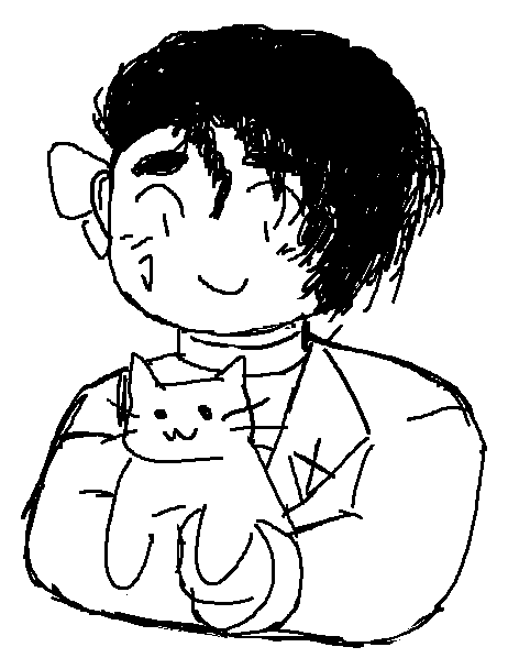 an ms paint doodle of Lilimar holding a cat.