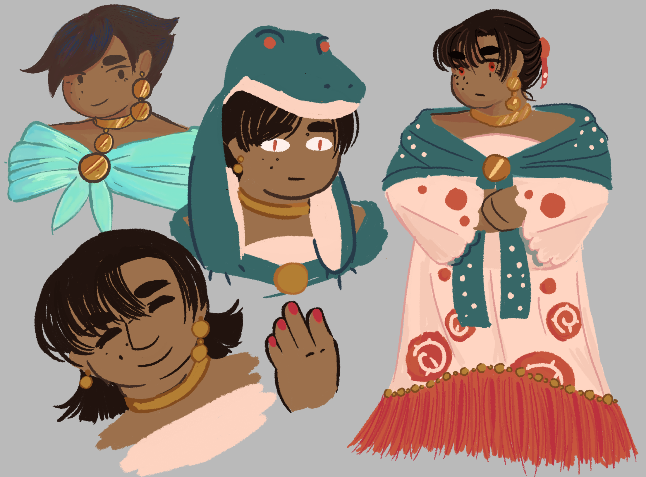 various concept doodles of Sinagtala's updated design.