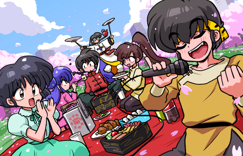  shampoo tendou akane saotome ranma hibiki ryouga kuonji ukyou and 1 more ranma 1 2 drawn by wanta f.png