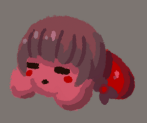 Madotsuki drawn as a sleeping Kirby.
