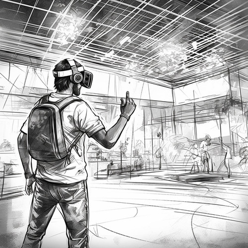 padash a guy wearing VR head set and playing beat saber in fron 81458588 c040 484f 950c b40c590d6ae1.jpg