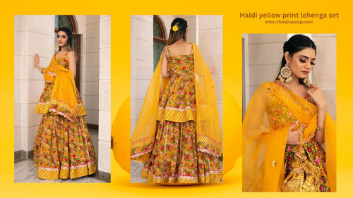 Haldi yellow print lehenga set.jpg