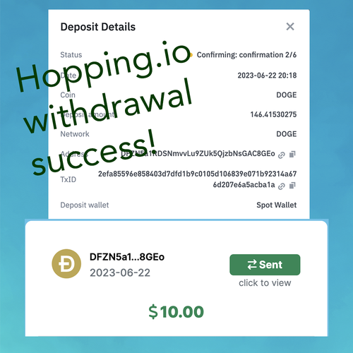 hopping.io withdrawal success doge.png