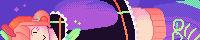 a pixel banner of citrus standing against a purple background, cut off halfway