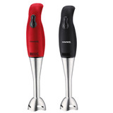 two hand mixers in red and black