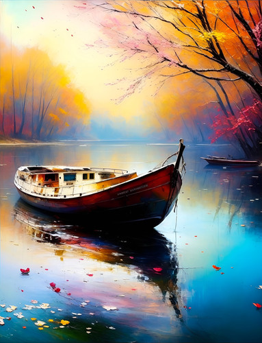 Default Abstract Oil Painting by Yossi Kotler Romantic Boat.jpg