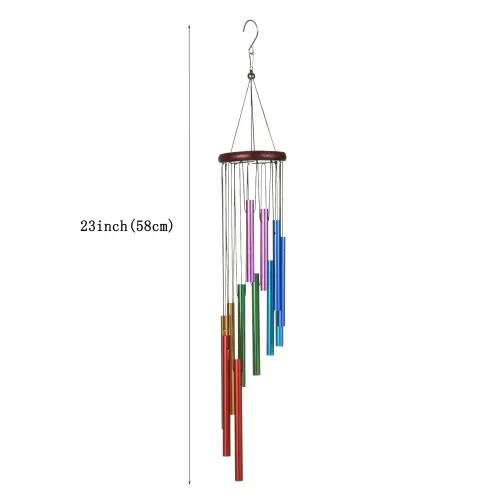 1pc outdoor wind chimes with 12 colored aluminum tubes and hooks decorated with commemorative wind c