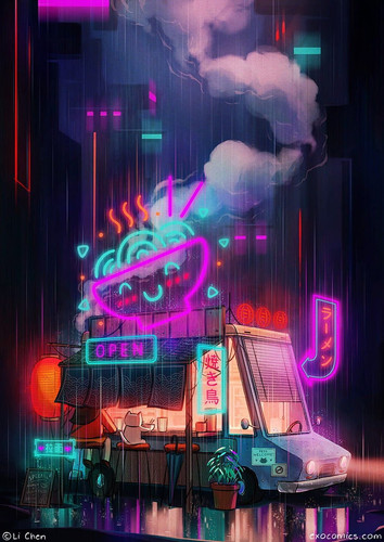 desktop wallpaper i painted this late night ramen scene cyberpunk.jpg