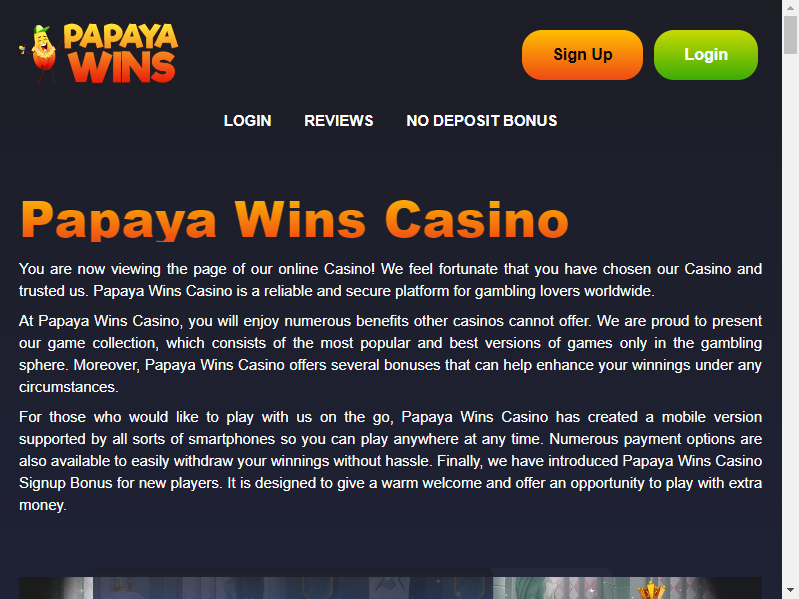 PapayaWins UK English Platform: A Review of Papaya Wins Casino for UK Players