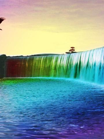 wonderful 3d colourful waterfall hd wallpaper 360x480.jpg