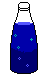A looping gif of a glass bottle with a blue fizzing beverage