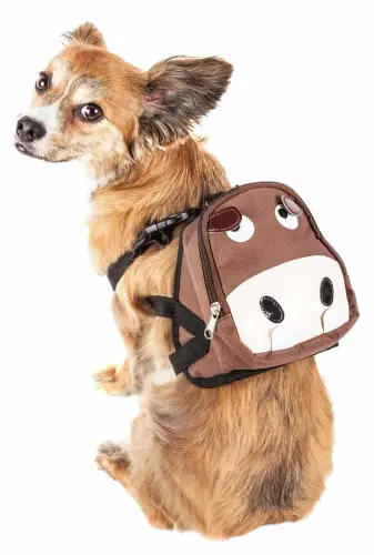 pet life mooltese large pocketed compartmental animated dog harness backpack.webp