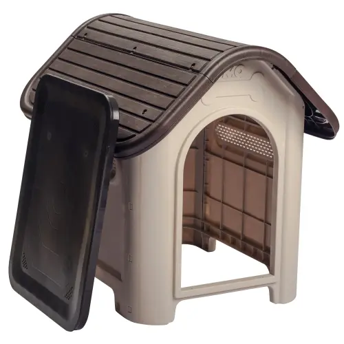 dog house with bowl for small to medium breeds espresso beige (2)