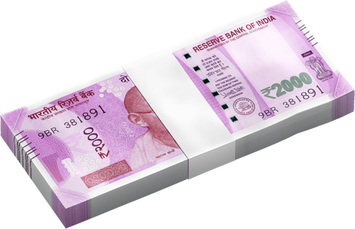 Stack of 2000 Indian rupee notes PNG 0dffd9dfsdf8yhdf.png
