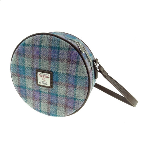 ladies harris tweed bannock round bag in blue purple check on grey lb1204 col98 4843 p.jpg