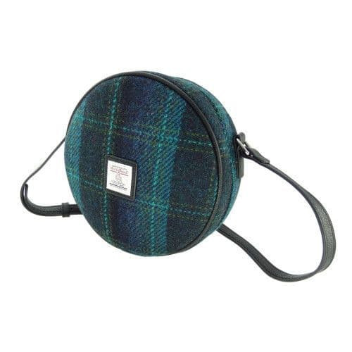 ladies harris tweed bannock round bag in blue with turquoise overcheck lb1204 col119 4838 p.jpg
