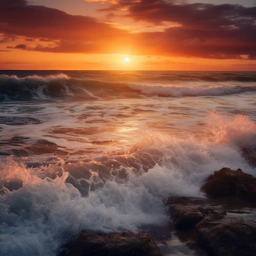 chowmeins A stunning sunset over the ocean with waves crashing 50f473f5 aafa 437f 9eb9 b19b4322a276.png