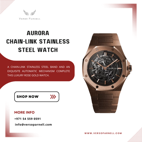 AURORA chain link stainless steel Watch.png