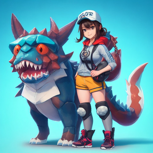 DreamShaper v5 female Trainer with cute fourlegged cryptomonst 0.jpg