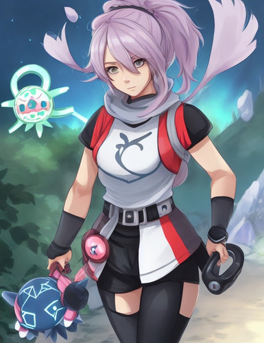 DreamShaper v5 A female trainer with a cute cryptomon on adven 1.jpg