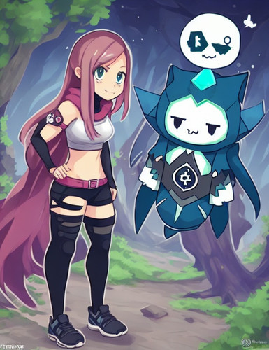 DreamShaper 32 A femaletrainer with a cute cryptomon on advent 2.jpg